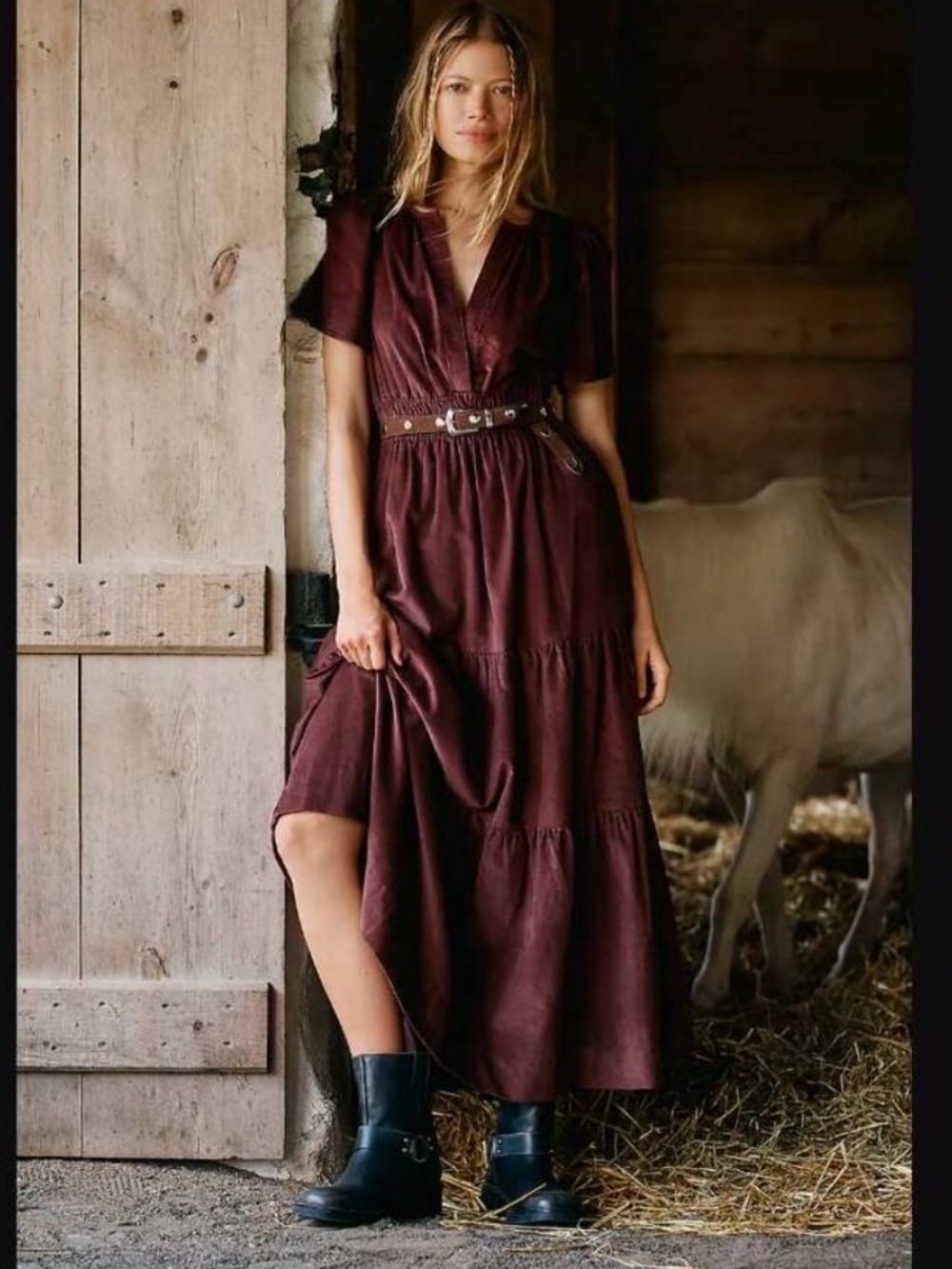 EUC Anthropologie Somerset Maxi Dress: Corduroy Edition, Burgundy Roasted Beet